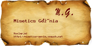 Misetics Génia névjegykártya